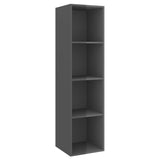 Wall-mounted TV Cabinets 4 pcs High Gloss Grey Engineered Wood 3079897