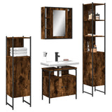4 Piece Bathroom Cabinet Set Smoked Oak Engineered Wood 3214767
