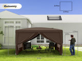 3 x 3 m Pop Up Gazebo, Wedding Party Canopy Tent Marquee with Carry Bag and Windows, Coffee T3398P314131