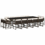 15 Piece Garden Dining Set with Cushions Brown Poly Rattan 3211593