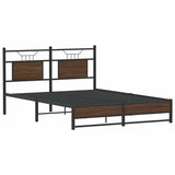 Bed Frame without Mattress Brown Oak 140x190 cm Engineered Wood 4107016