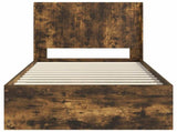 Bed Frame with Storage and Headboard Smoked Oak 100 x 200 cm 3413975