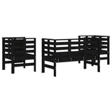 3 Piece Garden Lounge Set Black Solid Wood Pine 825146