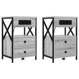 Bedside Cabinet with Drawer 2 pcs Grey Sonoma 40 x 31 x 60 cm 859467