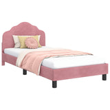 Children's Bed Frame with Headboard Pink 90 x 200 cm Velvet 42010960