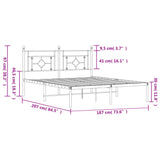 Metal Bed Frame without Mattress with Headboard Black 180x200cm 374343