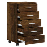 ZNTS Drawer Cabinet with Castors Smoked Oak Engineered Wood 342674