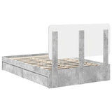 Storage Bed Concrete Grey 135 x 190 cm Engineered Wood 3412696