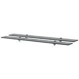 Floating Shelf Set of 2 Black Tempered safety glass 100x20 cm 3051533