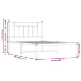 Bed Frame Black Steel Single Bed Frame Rectangular Industrial 353532