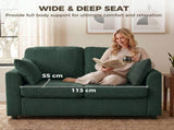 2 Seater Sofa, Corduroy Small Couch with Spring Cushion, Wide and Deep Seat, Dark Green T3398P550319