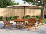 5-Piece Garden Dining Set Natural Solid Acacia Wood 3434497