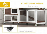 Wooden Two-Tier Pet Hutch with Wheels, Run - Brown T3398P555943