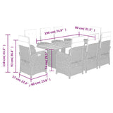 9 Piece Garden Dining Set with Cushions Grey Poly Rattan 3212513