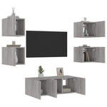 ZNTS 6 Piece TV Wall Units with LED Grey Sonoma Engineered Wood 3216816