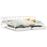 Daybed with Trundle and Drawers without Mattress White 90x200 cm 3302190