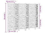 Room Divider 6 Panels White Solid Wood Paulownia 358748