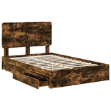 Storage Bed with Drawer Smoked Oak 120 x 190 cm Engineered Wood 3412711