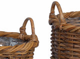 Planter Basket with Storage 3 pcs Brown Kubu Rattan 42020956