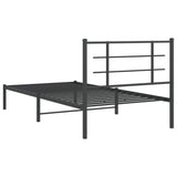 Bed Frame Black Powder-Coated Steel Single Modern Bed Frame 355556