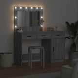 Dressing Table with Mirror Lights 2 pcs Grey Engineered wood 3334232