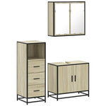 ZNTS 3 Piece Bathroom Furniture Set Sonoma Oak Engineered Wood 3301006