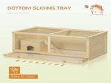 Wooden Hamster Cage with Sliding Tray, Openable Top, Hut for Syrian Hamster, Natural Wood Finish T3398P350085