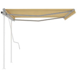 Manual Retractable Awning with Posts 4.5x3.5 m Yellow and White 3070038