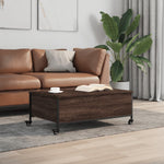 ZNTS Coffee Table with Wheels Brown Oak 91x55x34 cm Engineered Wood 842300