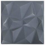 3D Wall Panels 48 pcs 50x50 cm Diamond Grey 12 m² 150920