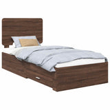 Bed Frame with Headboard Brown Oak 100 x 200 cm Engineered Wood 3412825