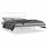 Metal Bed Frame without Mattress with Headboard White 160x200cm 377169