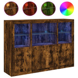 Sideboards with LED Lights 3 pcs Smoked Oak Engineered Wood 3209111