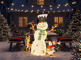 4FT White 2.5D Snowman Christmas Light Decoration with Penguin & Reindeer, 122 Warm White Lights, 31890670