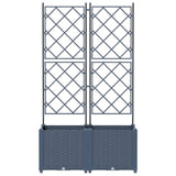 Garden Planter 2 pcs Grey 80 x 40 x 143 cm Plastic 42002861
