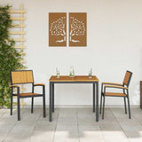 Garden Dining Set 3 pcs Black Solid Acacia Wood 3284413