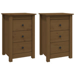 ZNTS Bedside Cabinets 2 pcs Honey Brown 40x35x61.5 cm Solid Wood Pine 813706