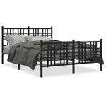 ZNTS Metal Bed Frame without Mattress with Footboard Black 140x200cm 376343