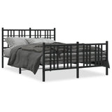 ZNTS Metal Bed Frame without Mattress with Footboard Black 140x200cm 376343