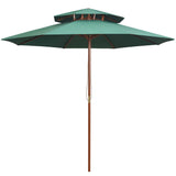 Double Decker Garden Parasol 270x270 cm Wooden Pole Green 42963