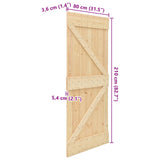 Door NARVIK Natural 80 x 210 cm Solid Pine Wood 351042