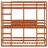 Triple Bunk Bed without Mattress Wax Brown 90x200 cm Solid Wood Pine 3284256