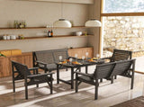 5 Piece Wooden Garden Set for 6, Outdoor Conversation Set with 2 Armchairs, 2 Loveseats and T3398P377595