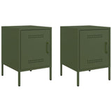 Bedside Cabinets 2 pcs Olive Green 36x39x50.5 cm Steel 842919
