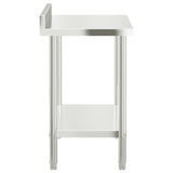 Kitchen Work Table with Backsplash 110x55x93 cm Stainless Steel 376458
