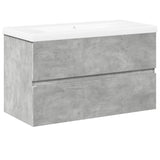 ZNTS 2 Piece Bathroom Furniture Set Concrete Grey Engineered Wood 3324909