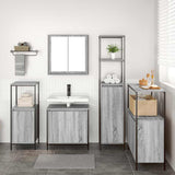 Bathroom Furniture Set with Shelf 5 pcs Grey Sonoma and Black 3328387