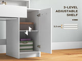 Dressing Table and Stool Set, with Storage - White T3398P341397