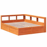 Bookcase Bed without Mattress Wax Brown 160x200cm Solid Wood Pine 3324456