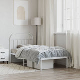 Bed Frame White Powder-Coated Steel Single Bed Frame 353677